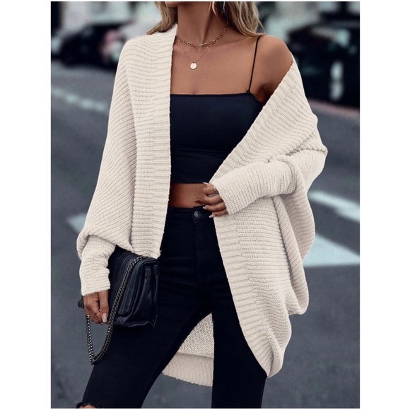 Cozy Open Front Batwing Minimalist Cardigan - Picture 4 of 10